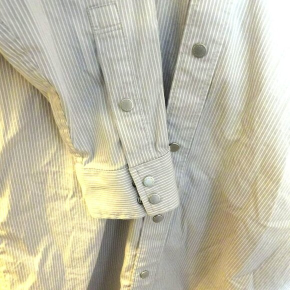 Armani Exchange Gray Striped Snap-Front Stretch Slim-Fit Shirt Men’s Button Down - Picture 6 of 6